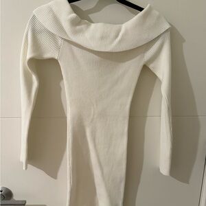 Edikted white off the shoulder winter dress never worn